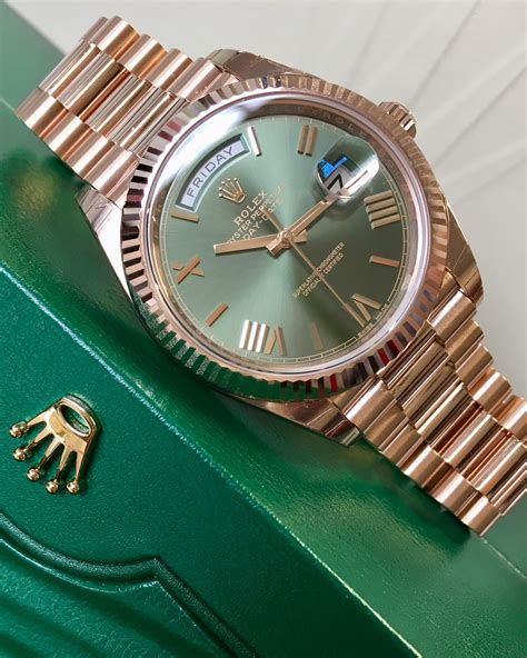 rolex day date green and gold|rolex daydate 40 olive dial.